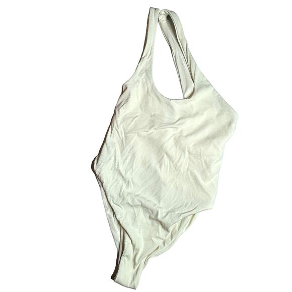 L*Space Cream Phoebe Classic One-Shoulder Rib One-Piece Swimsuit NWOT Size 8 - Picture 3 of 9